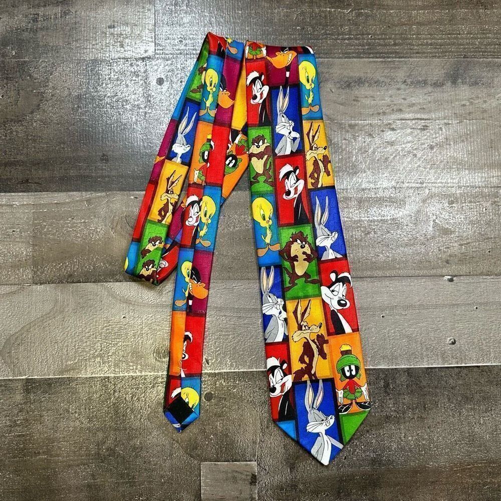 Vintage Looney Tunes Men’s Character Tie Silk Warner Bros Stamp Collection